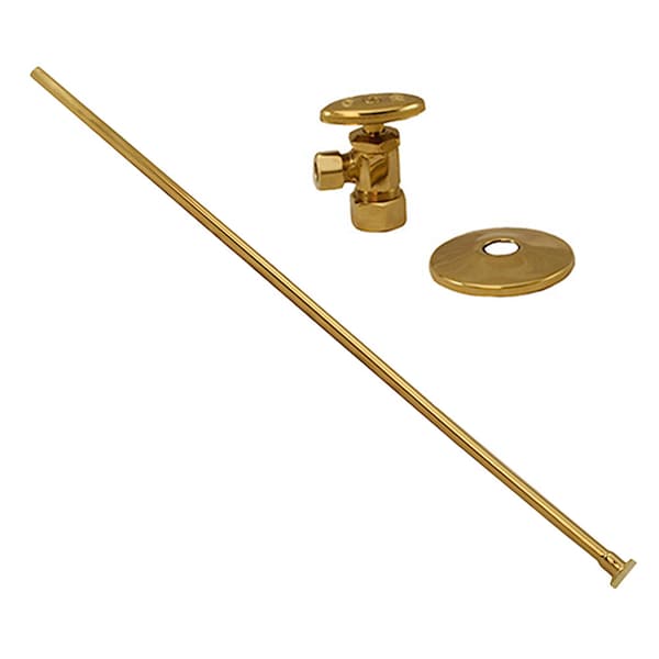 Polished Brass 3/8" x 20" Closet Supply and 3/8" x 5/8" Angle Stop Kit